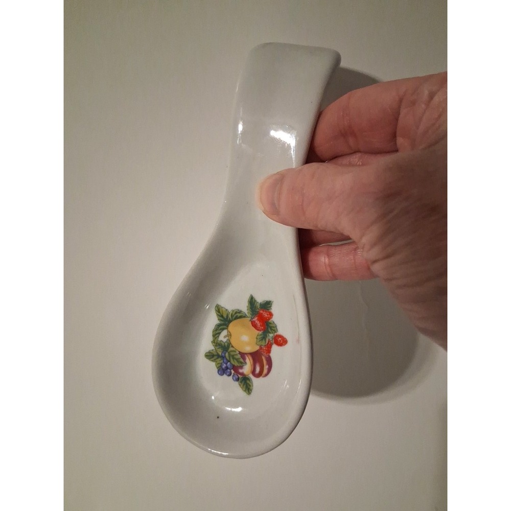 Vintage Spoon Rest Fruit Ceramic Cottage Grandma Core Country Farmhouse Kitchen
